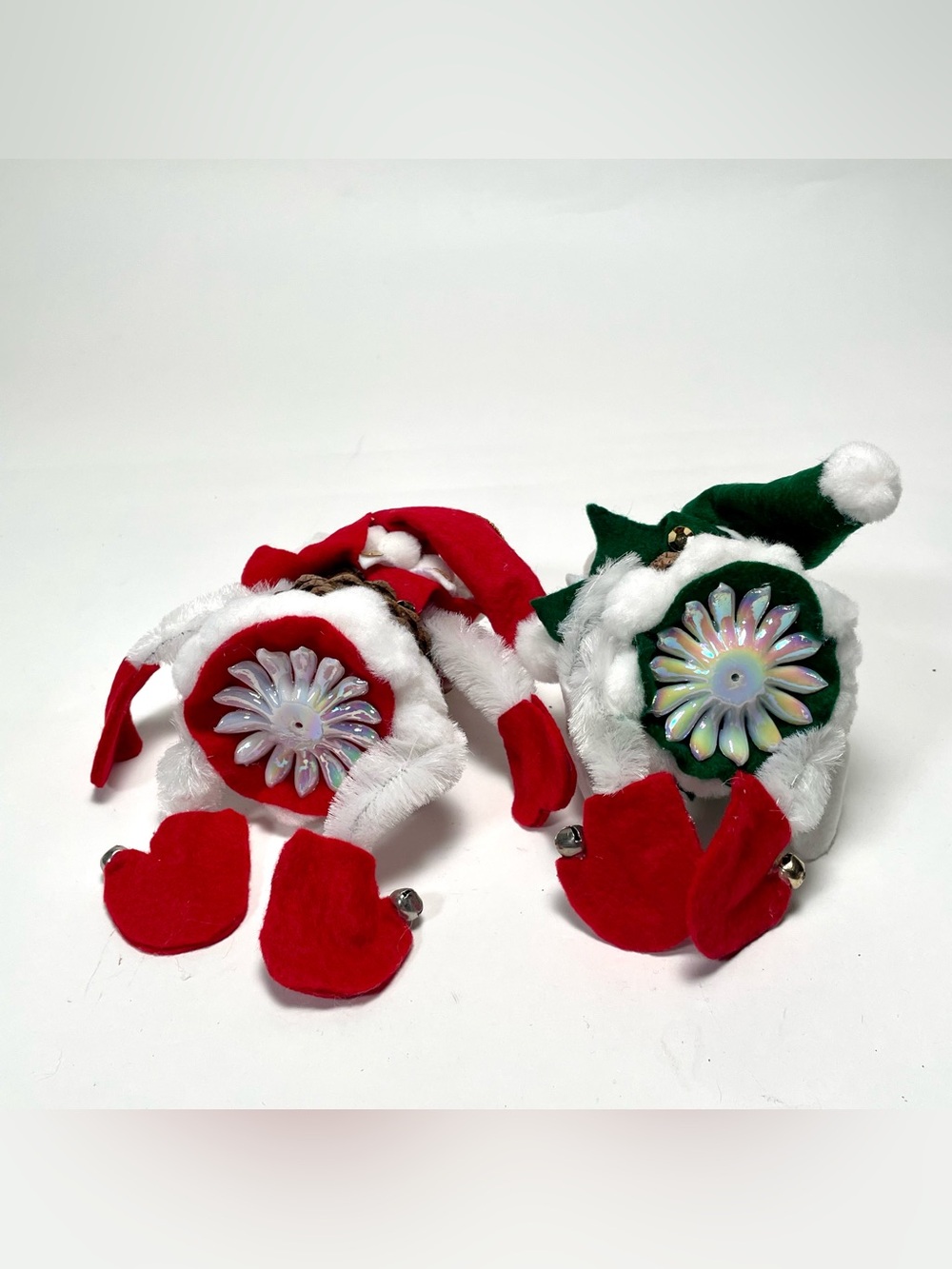 Vintage Pinecone Christmas Elf Pixie Figures Set of 2 Retro Jingle Bell Decor - Picture 5 of 7